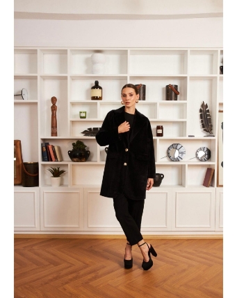 Resim Dügmeli Kaşe Kaban