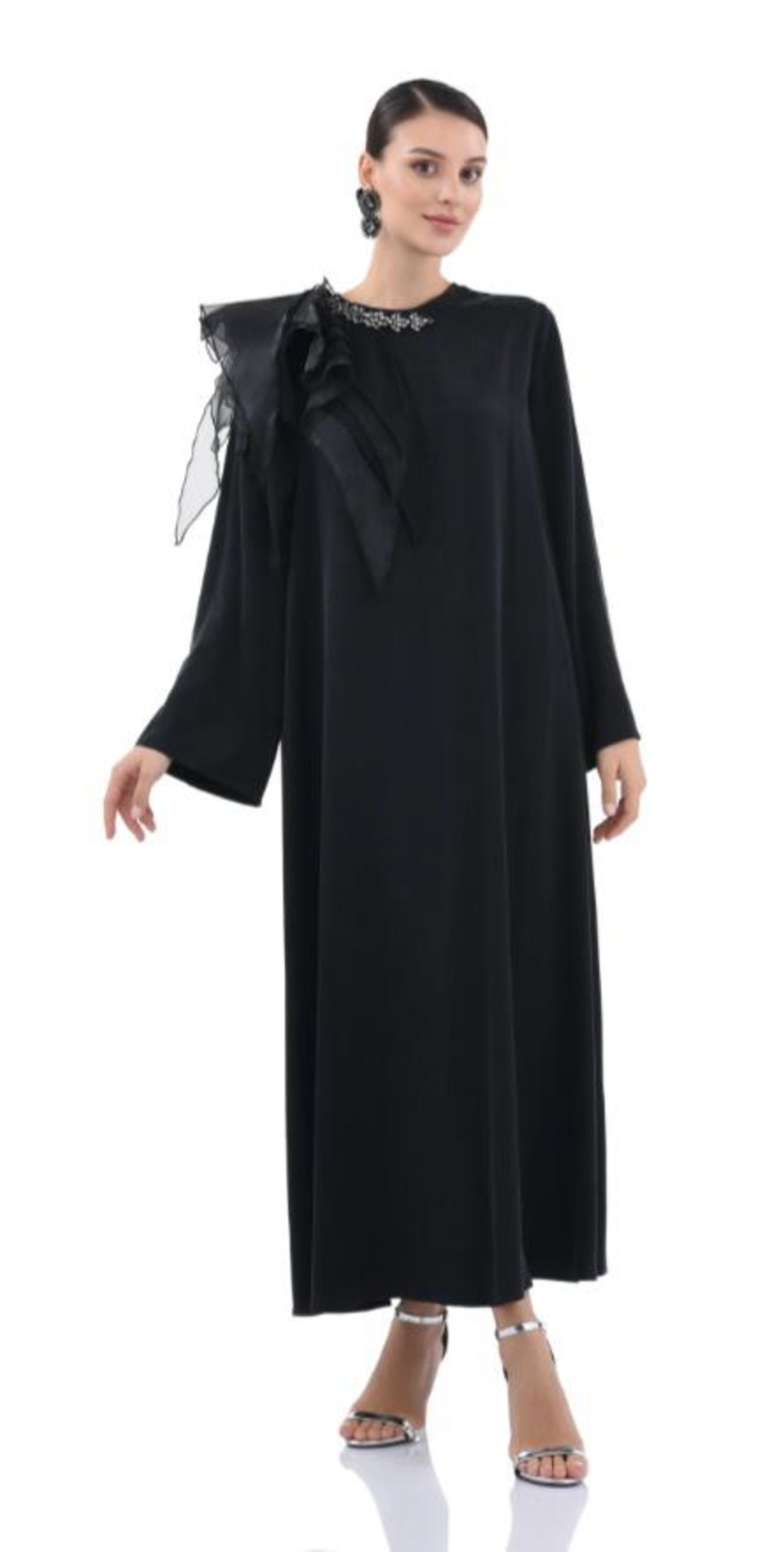 Resim Omuz Ve Yaka Detaylı Elbise