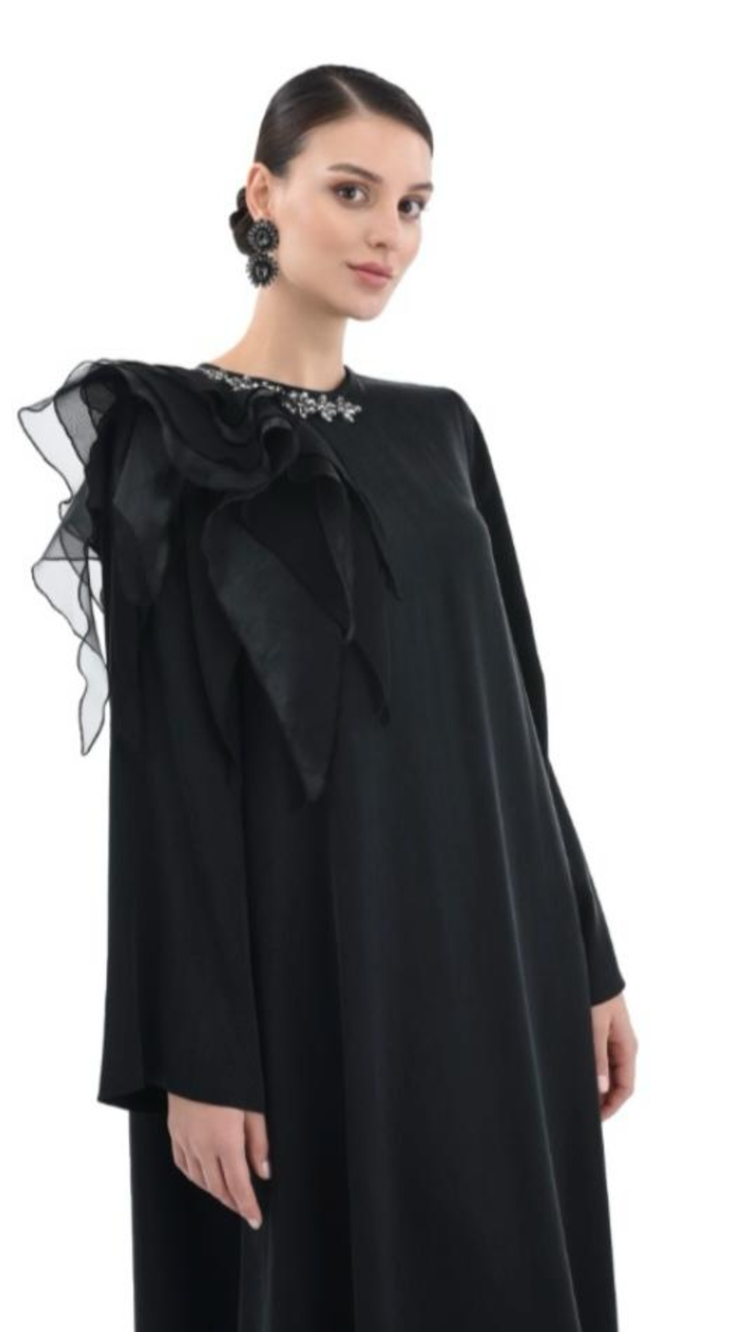 Resim Omuz Ve Yaka Detaylı Elbise